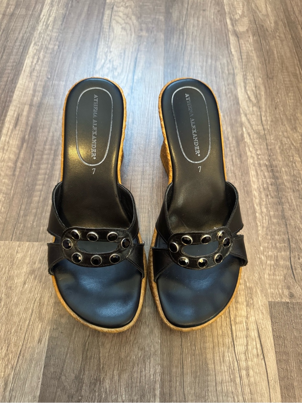 Alexander Black Leather Slide Sandals Womens 7